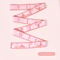 Pink yoga stretch strap with 12 numbered sections and poses, 148cm durable elastic band - Pose-printed Pomelo Red 12 Grids