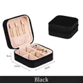Portable square black travel jewelry box in 10x10x5cm size with zip closure - 10*10*5cm / Black