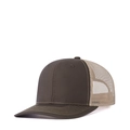 Dark brown and beige trucker hat with mesh back and curved brim for outdoor sun protection - Adjustable / Coffee + Khaki Mesh