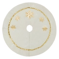 Gonna per albero di Natale in velluto bianco con ricami a fiocco di neve in paillettes dorate - 24 pollici / Bianco