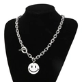 Collana in acciaio inossidabile argento con pendente a faccina e chiusura a levetta OT - Collana d'Argento