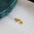 Polished golden metal pendant in the shape of number 6 with a small round decorative bead - Number Pendant (6) / Gold