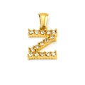 Letter Z pendant in gold plating featuring clear cubic zirconia stones on white background - Letter Z Pendant