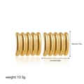 Detailed size specifications of 18K gold chunky ribbed rectangular hoop earrings - 18K Gold Rectangular Striped Style (T360)