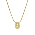 Gold plated 18k brass capital letter B pendant necklace with micro-pave crystals - Necklace B / Gold