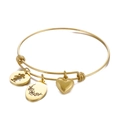 Adjustable golden bracelet featuring silhouette, floral oval and heart charms - Gold Color March (KB158056-Z)
