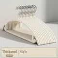 Non-slip velvet clothes hanger in creamy white with durable metal hook and thick design - Creamy White Extended Thickened Hanger