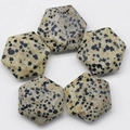 Natural dalmatian jasper hexagram stones with black spots on white background - Dalmatian Jasper