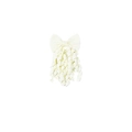 Cute white hair scrunchie with handmade grosgrain ribbon bow and curly streamers - White