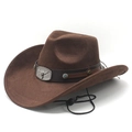 Dark brown suede western cowboy hat with silver bull head buckle and turquoise details - M (56-58cm) / Bull Head Decor (YWK-16) / Brown