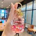 Pink lucky cat acrylic keychain with golden sand liquid glitter and star charms - Lucky Cat Flash - Pink / Individual Packaging