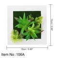 Square 15x15cm artificial succulent wall decor with white frame, model 106A - Style 106A