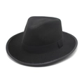 Chapeau fedora classique en feutre noir avec ruban décoratif de style jazz épuré - M (56-58cm) / Noir