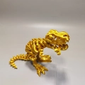 3D printed T-Rex skull skeleton dinosaur model in golden finish with movable joints - Gold