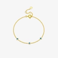 Elegantes S925 Sterlingsilber vergoldetes Armband mit drei blauen Dreiecks-Edelsteinen - Gold