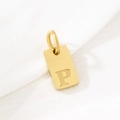 Pendente rettangolare dorato in acciaio inossidabile con lettera P incisa su tessuto - Lettera P (KLJ9874-Z) / Oro