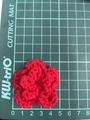 Macro shot of 7cm handmade red crochet flower decoration on a green cutting mat - 5cm Double Layer / Red