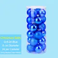 Lot de 24 boules de Noël bleues de 6cm avec finitions mates, brillantes et pailletées - 6cm (Lot de 24) / Bleu