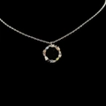 Silver round necklace with colorful gemstones on a minimalist jewelry piece - Letter O / Silver