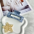 Minimalist grey-blue marble 11cm geometric hair claw clip with acetate hollow design - Square Clip 8.7cm-Black Marble