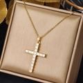 Gold - Radiant Zirconia Cross (0395)