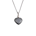 Pendente a cuore minimalista in ematite su una catena in metallo argentato da donna - Ciondolo Cuore Nero (Grigio Scuro/Nero)