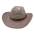 Ανδρικό ψάθινο καπέλο cowboy με καφέ και λευκές ρίγες για την καλοκαιρινή παραλία - Ένα μέγεθος(56-58cm) / Καφέ Λευκό Ριγέ + Κίτρινο Σχοινί Ανέμου
