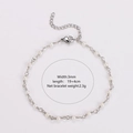 Detalle de pulsera de perlas barrocas hechas a mano con cadena de plata ajustable de 19+4cm - Acero 3mm
