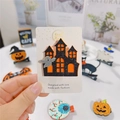 Fermaglio per capelli glitterato di Halloween con castello nero e fantasma su carta - Castello Fantasma