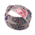 Fascia beige con nodo e stampa floreale paisley in tessuto per donne - FD035 Stampato Grigio