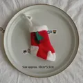 Knitted Christmas stocking ornament in red and white with green tree pattern, 10x5.5cm - Red White Tree Small Sock