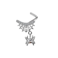 Silver spider web nose stud with crystal pendant made of durable stainless steel - Spider Web Style (#4)