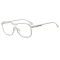 Minimalistische silberne Metall-Sonnenbrille mit quadratischem Rahmen und Doppelsteg - Silberner Rahmen Klare Gläser