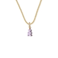 Golden bead chain necklace featuring a purple gummy bear pendant and rhinestone bail - Light Purple