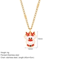 Golden stainless steel necklace featuring a red and white Christmas reindeer pendant - Reindeer Style (G9)