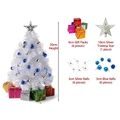 30cm mini white Christmas tree set with silver star topper and blue festive ornaments - 30cm White Tree With Ornaments No Light