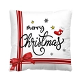 White Christmas pillow cover with Merry Christmas text, red stockings and golden stars - Style 35-White Christmas Elements merry Christmas