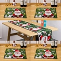 Detailed view of Christmas placemat and runner set featuring Santa Claus and snowman motifs - Type A Santa Claus