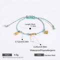 Blue and yellow woven rope bracelet with gold stainless steel crab and fish charms - Blue Yellow Woven Crab Fish Style (JDB0212015)