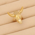 Macro shot of gold bull head skull ring displayed in a premium velvet jewelry box - Bright Gold Longhorn Bull Head (3#)