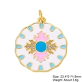 Macro detail of round enamel zircon charms for DIY jewelry making in multiple colors - Tricolor Enamel Round