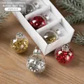 Transparente 4cm Weihnachtskugeln aus Glas mit Sternen-Pailletten im 6er Set für Baum - Gemischte Stern-Pailletten (Stil H) / 6er Set