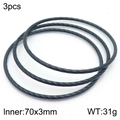 Three-piece set of black twisted rope titanium steel bangles with 70x3mm inner diameter - 3-Row Black