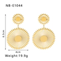 Detailed view of large 18k gold hoop earrings with size 6.5cm and weight 19.9g specifications - 18K Gold / Gold Sunburst Circular Style (NB-E1044)