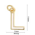 Detail of gold letter L pendant with white enamel featuring size 11.6mm and weight 0.3g - Letter L