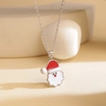 Christmas Santa Claus pendant necklace with red and white enamel on a silver chain - White Beard Santa / Silver