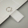 DIY transparent square acrylic photo frame keychain with silver metal ring connector - Rectangle 4x5cm (Inner 3.5x4.5)