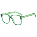 Vintage green transparent square frame sunglasses with silver hinge detailing - Green Frame Clear Lens