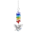 Rainbow butterfly suncatcher with colorful crystal beads and a clear faceted crystal ball - Colorful Butterfly Style / 30cm