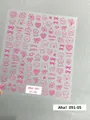 Pink bow nail sticker with cute dog and heart patterns, model number Aha! 091-05 - Aha-9105 Pink Dog